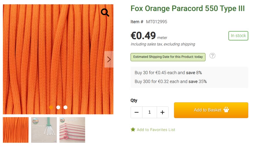 paracord naranja zorro tipo 3