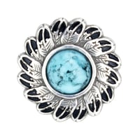 Concho with Screw - Round Feather Silver / Turquoise - 25 mm