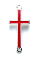Red Metal Cross Silver Contoured