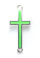 Green Metal Cross Silver Contoured