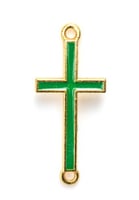 Green Metal Cross Gold Contoured