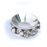 Metal bead silver, rhinestone crystal