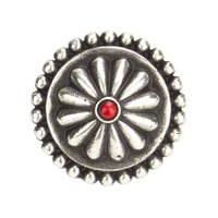 Concho mit Schraube - Rund Silber / Rot - 26 mm