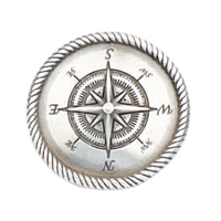 Concho mit Schraube - Rund Kompass Silber - 29 mm