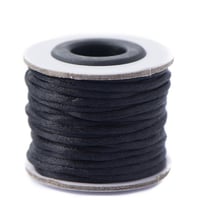 Black - 2mm - Rattail Satinkordel (10 m)