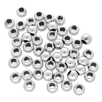 5 mm - Set of 50 Plastic Beads Round - Silver