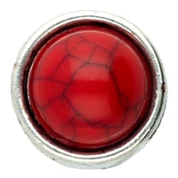 Perle Curseur Pierre Rond - Argent / Rouge