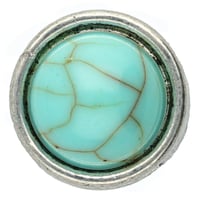 Slider Bead Round Stone - Silver / Turquoise