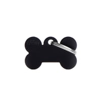 Personalisierter Hundeknochenanhänger (Klein) - Schwarz Aluminium