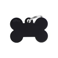Personalised Dog Bone Tag (Large) - Black Aluminium
