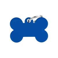 Médaille d'Os de Chien Personnalisée (Grande) - Bleu Aluminium
