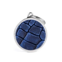 Personalised Leather Round Tag (Large) - Tucson Blue