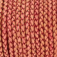 Pink 3 mm Braided Leather Cord