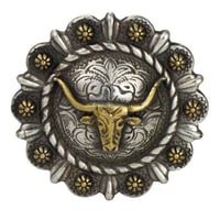 Concho mit Schraube - Rund Stierkopf Silber / Gold - 32 mm