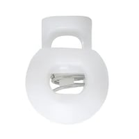 White Cord Lock Round Plastic 15 x 19 mm