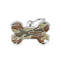 Personalised Camouflage Dog Bone Tag (Large) - Green