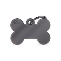 Médaille d'Os de Chien Personnalisée (Grande) - Gun Metal