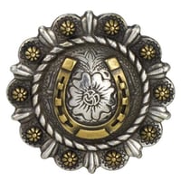 Concho avec Vis - Rond Fer à Cheval Argent / Or - 32 mm