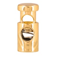 Metal Cord Lock - One Holed Cylinder 5 mm - Gold