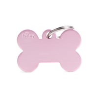 Personalised Dog Bone Tag (Large) - Pink Aluminium