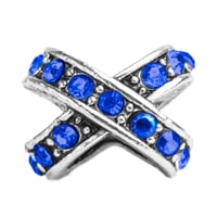 Double Bead Silver - Rhinestones Blue