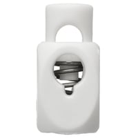 White - Cord Lock Square Plastic - 17 x 9 mm