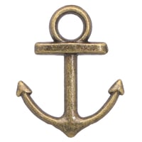 Antique Brass Anchor Charm 18 mm