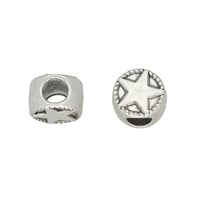Metal Bead Round Star - Silver