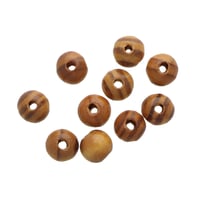 Natural Round Wooden Beads - 10 pcs