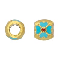 Gold & Turquoise Metal Flower Bead