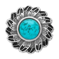 Concho with Screw - Round Feather Silver / Turquoise - 19 mm