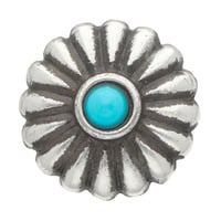 Concho with Screw - Round Floral Silver / Turquoise - 12 mm