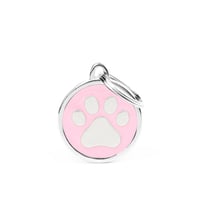 Personalised Paw Round Tag (Large) - Pink