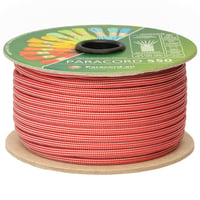 Poppy Rot & Weiß Stripes Paracord 550 Type III - 30 m