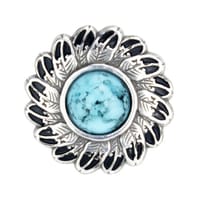 Concho avec Vis - Rond Feather Argent / Turquoise - 25 mm Concho avec Vis - Rond Feather Argent / Turquoise - 25 mm