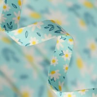 Strap en Polyester Tissé Recyclé Fleurs bleu clair 20 mm