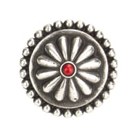 Concho avec Vis - Rond Argent / Rouge - 26 mm Concho avec Vis - Rond Argent / Rouge - 26 mm