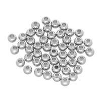 4 x 3,5mm - Set of 50 Brass Beads Round - Silver