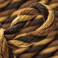 Ebony, Sepia Marron & Vieil Or PPM Cordage Torsadé Ø 12 mm