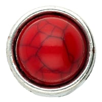 Perle Curseur Pierre Rond - Argent / Rouge