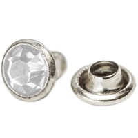 'Silver/White' 7 x 6 mm Decorative Diamond Rivet
