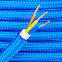 Metallic Royal Bleu Tressé câble électrique (3 Fils) Ø 7mm