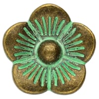 Perle Curseur Fleur - Laiton Antique / Turquoise