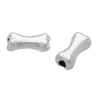 Perle en os de chien argentée - 10 pcs