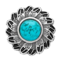 Concho avec Vis - Rond Feather Argent / Turquoise - 19 mm Concho avec Vis - Rond Feather Argent / Turquoise - 19 mm