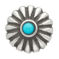 Concho avec Vis - Rond Floral Argent / Turquoise - 12 mm Concho avec Vis - Rond Floral Argent / Turquoise - 12 mm
