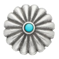Concho avec Vis - Rond Floral Argent / Turquoise - 19 mm Concho avec Vis - Rond Floral Argent / Turquoise - 19 mm
