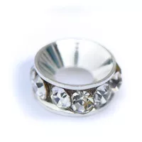 Metallperle Silber, Strass Kristall Metallperle Silber, Strass Kristall