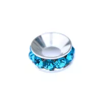 Metallperle Silber, Strass Aquamarine 3 mm Metallperle Silber, Strass Aquamarine 3 mm