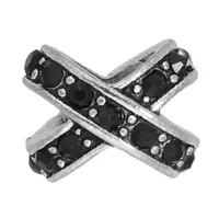 Doppelte Perle Silber - Strasssteine Schwarz Doppelte Perle Silber - Strasssteine Schwarz